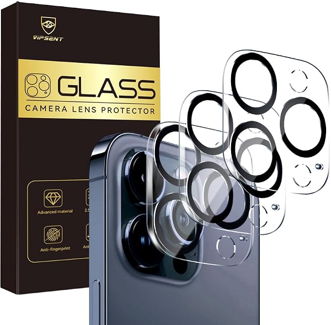 Camera Lens Protector for iPhone 13 Pro 6.1" & iPhone 13 Pro Max 6.7",9H Tempered Glass，Ultra HD, Scratch Resistance Easy to Install，Case Friendly，[Does not Affect Night Shots] 3-Pack by Vipsent