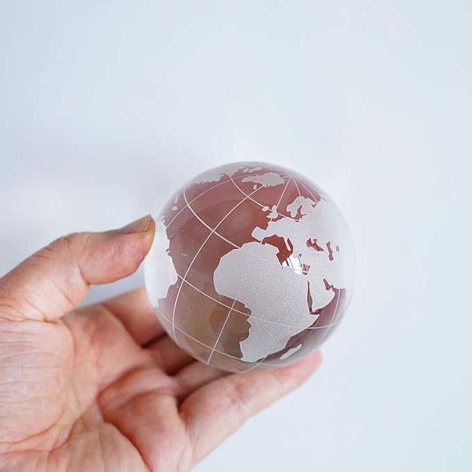 3.15in Crystal Earth Globe with Stand Glass World Globe Paperweight | Premium K9 crystal Includes metal stand Ready for desk office bookshelf and home display - Image 5