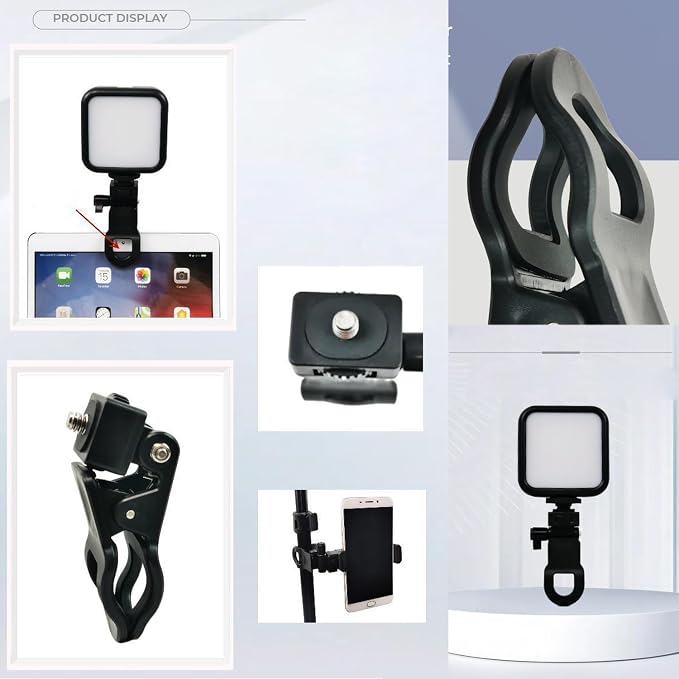 2 Pack Monitor Camera Mount Clamp Clip Screen LCD Display Top Fill Light Flash Holder Webcam Stand with 1/4 Screw Universal Connector for Phone Tripod Tablet Video Live Stream - Image 5
