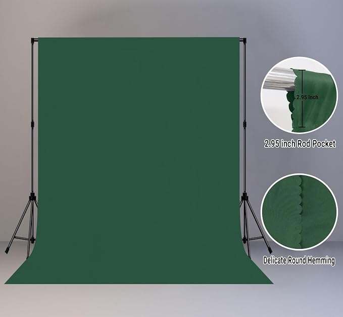 Dark Green Photography Backdrop for Photoshoot, Fabric 8x10ft | Polyester Studio Photo Backgrounds, Non Reflective, Easy to Hang, for Portrait Shoot, Product, Party Decor, Video Creation - Image 2
