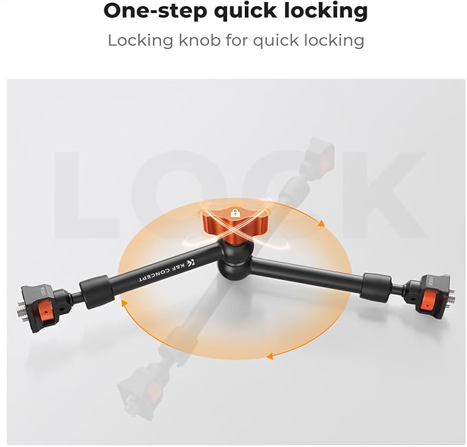 K&F CONCEPT 11" Magic Arm with ARRI 1/4" Screw 360° Ball Heads | Articulating Friction Camera Arm Mount for Monitor, LED Light, Webcam, Microphone, Camera Cage, MS33 - Image 6
