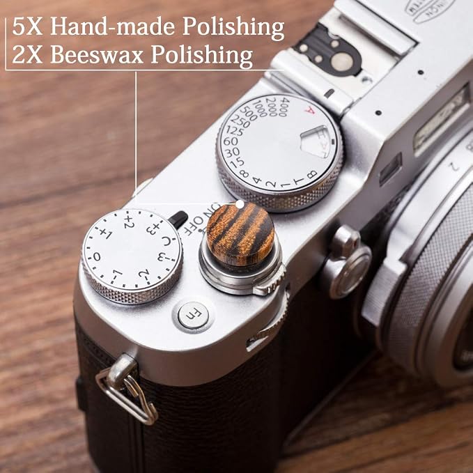 Wood Soft Shutter Release Button | Delicate Camera Shutter Button 12mm Concave Surface Golden Black 1 PCS (Wood Grain Random) - Image 3