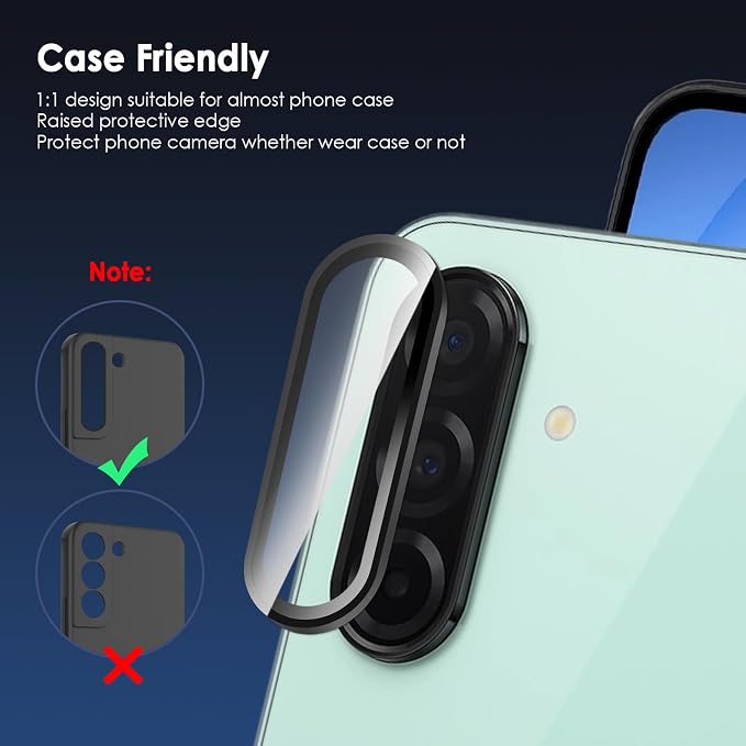 Camera Lens Protector for Samsung Galaxy A26 & A36 & A56, Black | AR+AF, 9H Tempered Glass, Individual Metal Ring, Anti Glare, Fall Protection, Camera Screen Cover - Image 4