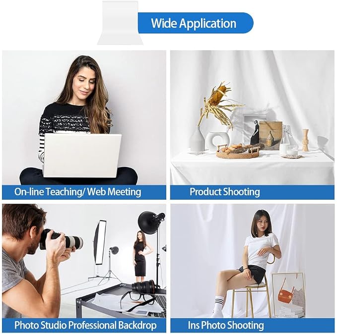 Hemmotop White Photo Backdrop Background 10x8ft | Polyester, Drapes Well, Rod Pocket for Easy Hanging, for Family Photoshoot, Wedding, Birthday, Graduation, Baby Shower - Image 2