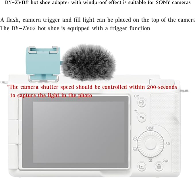 Hot Shoe Adapter Windbreak for Sony ZV-1,ZV-1 II,ZV-1F,ZV-E10,ZV-E1M2/ZV-E1 | Directly triggers flash; works with LED lights and mics,reduces wind noise,weighs only 12g,non-slip build,easy plug-and-play - Image 6