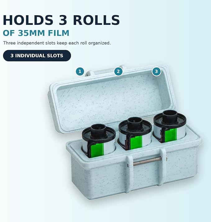 35mm Film Storage Case, 3-Roll 135 Film Canister Holder with Snap Latch, PET Film Organizer - Image 3