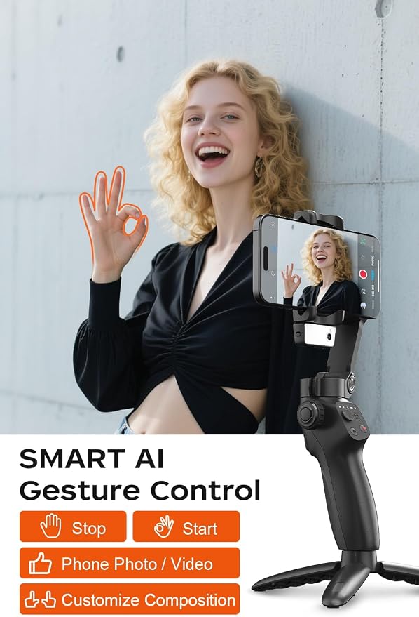 CM8 Gimbal Stabilizer for iPhone Android with AI Tracker, 3-Axis Phone Gimbal with Remote Control Portable Foldable, Phone Stabilizer for Video Recording for Tiktok YouTube Vlog - Image 4