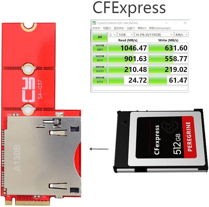 M.2 NVMe M-Key Host to CF Express Extension Adapter M2 for CFE Type-B Support R5 Z6 Z7 Memory Card - Image 4