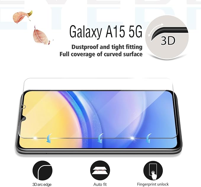 Galaxy A15 HD Clear Tempered Glass Screen Protector + Camera Lens Protectors, [2+2 Pack] [3D Glass] [Anti-Glare] [Bubble-Free] Screen Protector Glass For Samsung Galaxy A15 5G/4G - Image 3