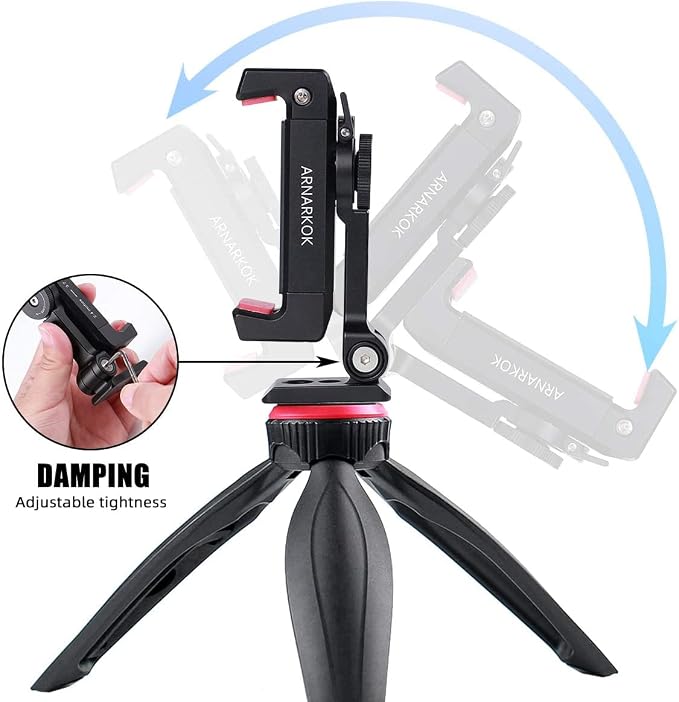 Metal Phone Tripod Mount with Rotatable Cold Shoe for Microphone Mount, Compatible with iPhone & Android, Universal Tripod Adapter for Vlogging, Cell Phone Holder, Youtube, Video Creators Rig - Image 10