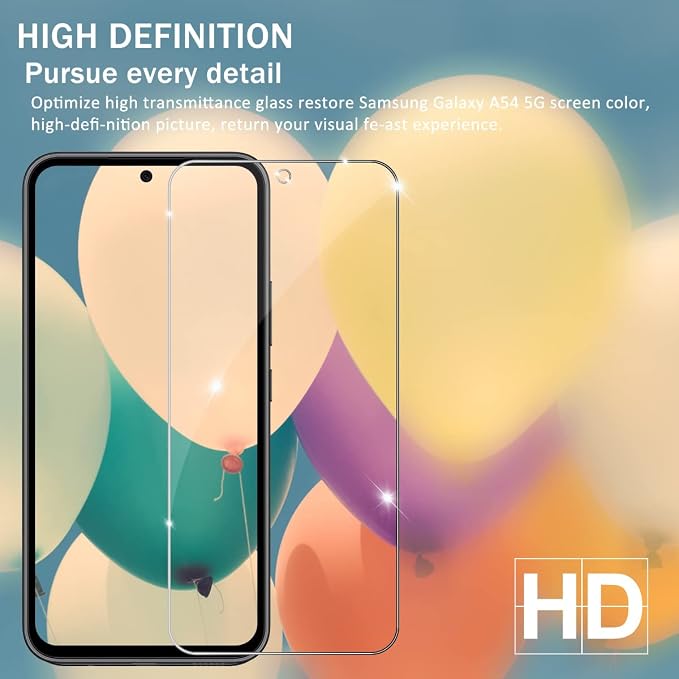 Galaxy A54 5G Screen Protector, [2 Pack] HD-Clear Tempered Glass Screen Protector [3D Touch][Bubble-Free][Anti-Scratch][Case-Friendly] Screen Protector Glass For Samsung Galaxy A54 - Image 6
