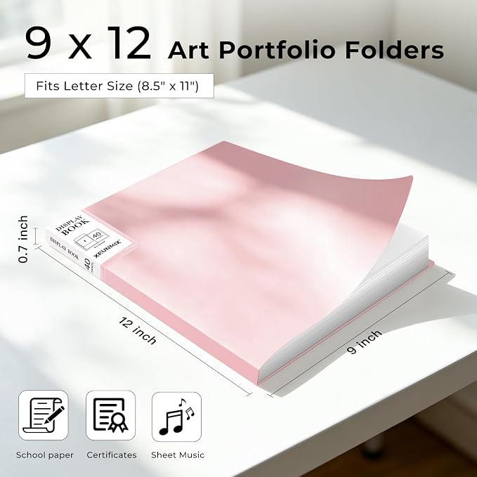 XRUNMIX Art Portfolio 8.5X 11 Inch, 40 Pockets (80 Pages Capacity) Letter Size Display Book with Clear Sheet Protectors, Presentation Folder for Artwork/Documents/Photos - Image 2
