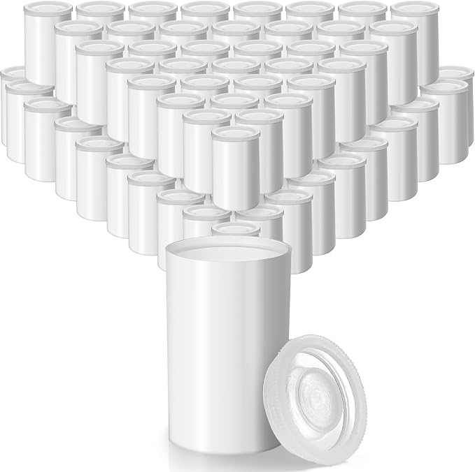 JOVITEC 200 Pcs Plastic Film Canister Holder 35 mm Empty Camera Reel Containers Storage Containers Case with Lids for Small Accessories Fish Hook Film Beads (White) by Jovitec