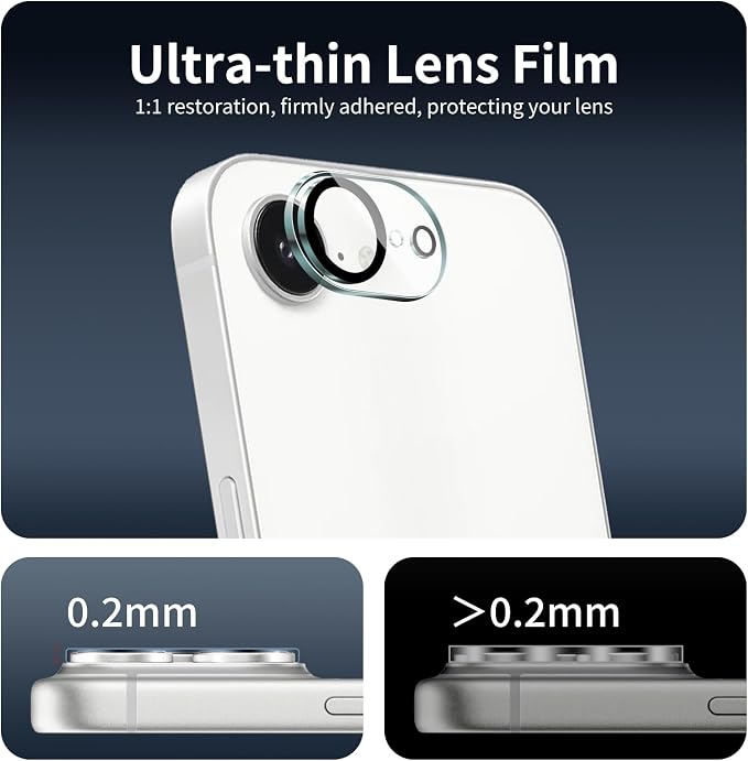 4-Pack Camera Lens Protector for iPhone 17e/16e, 9H Tempered Glass Camera Cover Screen Protector Accessories, HD Clarity, Anti-scratch, Case Friendly, Shockproof Full Protective - Image 7