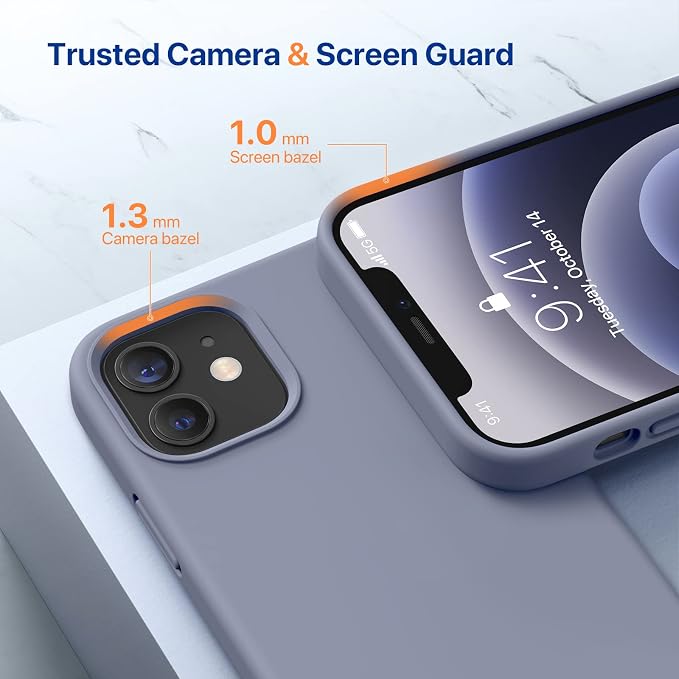 Miracase Silicone for iPhone 12 Case and iPhone 12 Pro Case, Lavender Gray | Liquid Silicone Gel Rubber Shockproof Drop Protection Phone Case for iPhone 12/12 Pro 6.1 inch - Image 5