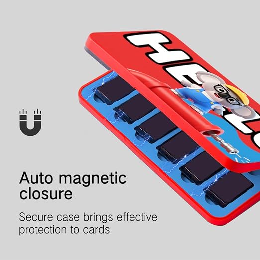 PERFECTSIGHT Switch Game Card Case for Nintendo Switch 2/ Lite / OLED, Game Holder Cartridge Case for Game Cards and 48 SD Cards, Kawaii Portable Compact Storage Box (Red Elephant, 24 Slots) - Image 4