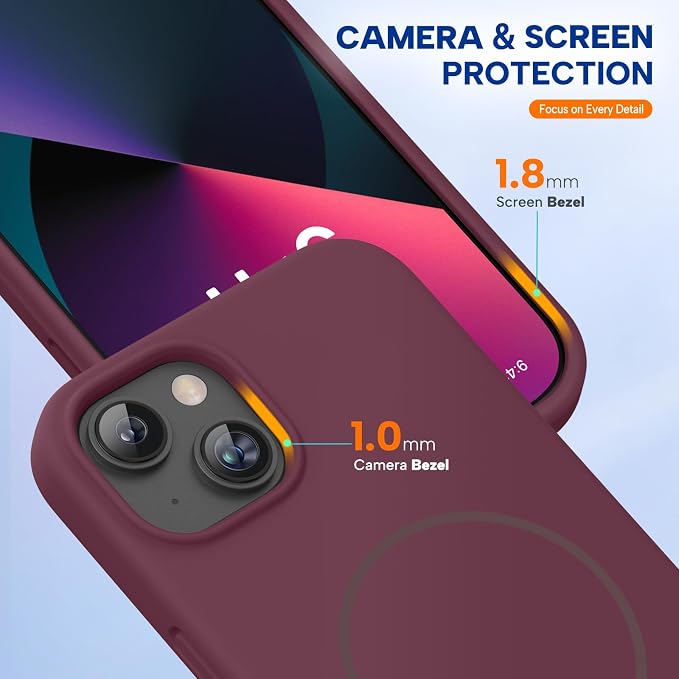 Miracase Silicone for iPhone 13 Case, Wine Red | Soft Anti-Scratch Microfiber Lining, Premium Silicone Cover Shockproof Drop Protection Phone Case for 13 - Image 6