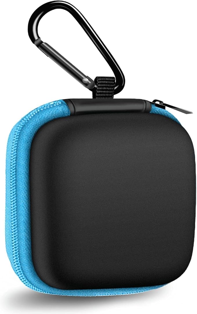 1 Pack Square Earbud Case Storage Bag with Carabiner, Blue | Portable EVA Carrying Case, For Wired/Wireless Headphones, SD Card Storage, Camera Chip by MOLOVACase