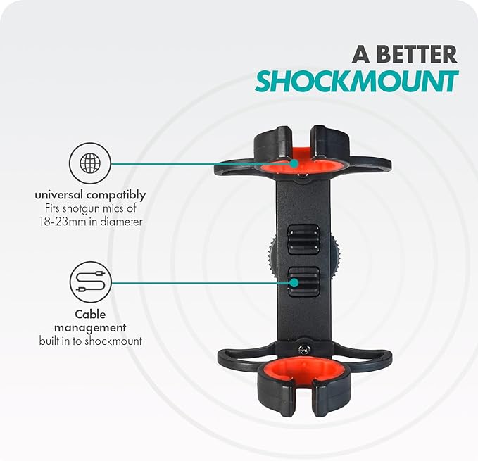 Movo SM6 Ultraflex Premium Shockmount for Shotgun Microphones – Compatible with Rode NTG Series, Sennheiser MKE600, Audio-Technica AT875R, and More - Image 5
