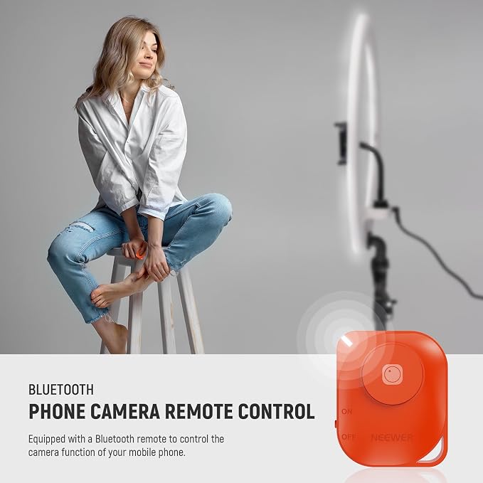 NEEWER 18 inch Ring Light with Tripod Stand and Phone Holder, Ultra Thin Video Ringlight 2900K-7000K TLCI98 App Control, Softer Lighting for Lash Tattoo Makeup Live Stream TikTok, RP18B Pro White - Image 6