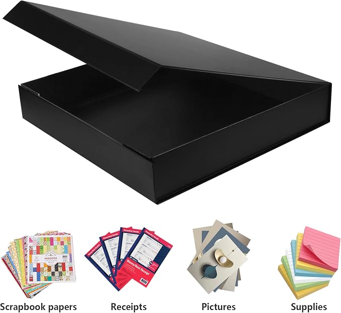12x12 Scrapbook Storage Box for Scrapbooks, Papers and Supplies, Odor Free, Solid Black, 1 PCS 1 Pack - Image 6