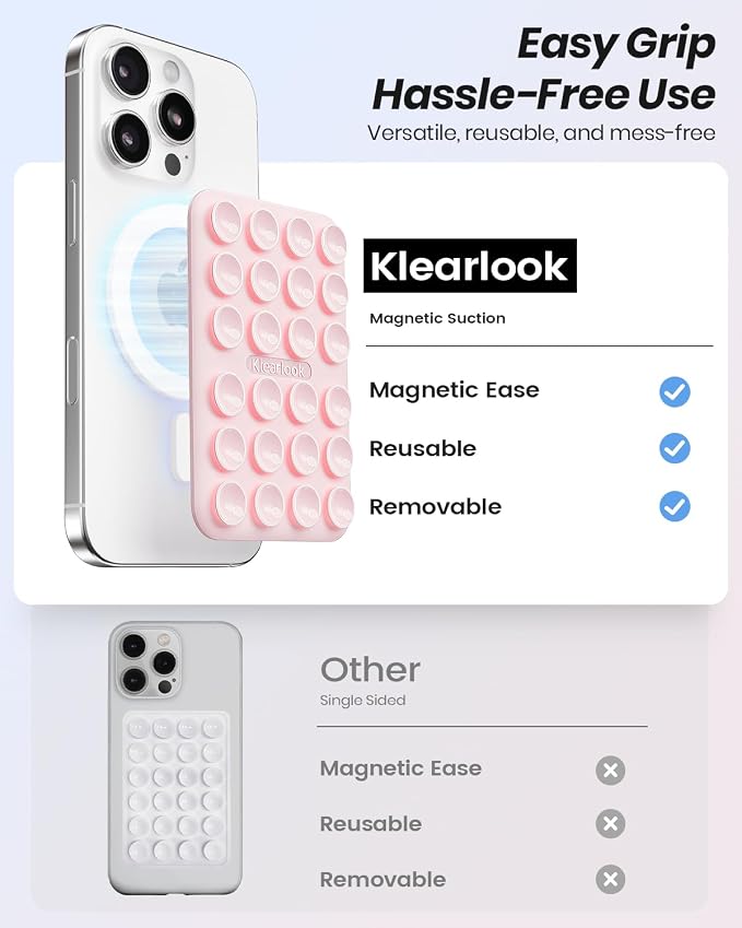 Klearlook 2Pack Magnetic Suction Phone Mount for MagSafe, Light Pink & Transparent - Image 3
