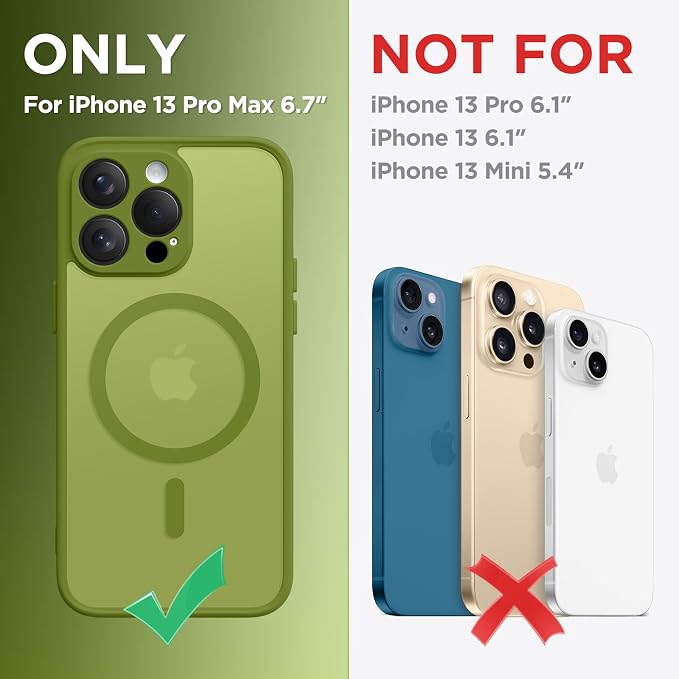 CAPRARO for iPhone 13 Pro Max Case, Compatible with MagSafe | Upgraded [Full Camera Protection] Shockproof Protective Slim Translucent Matte Magnetic Phone Case 6.7'', Cedar Green - Image 2