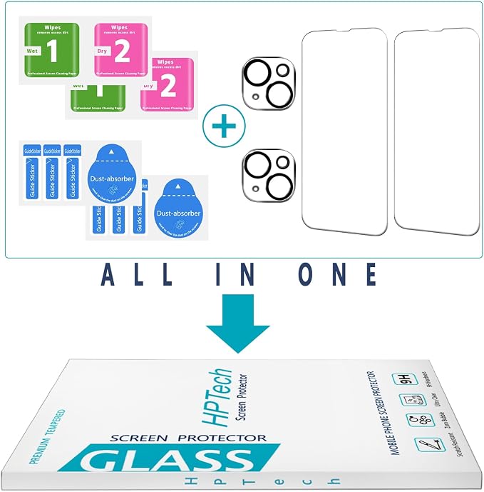 2+2 Pack Screen Protector for iPhone 13 6.1 Inch Tempered Glass | Camera Lens Protector, Anti Scratch, Bubble Free, Case Friendly, HD Clear - Image 7