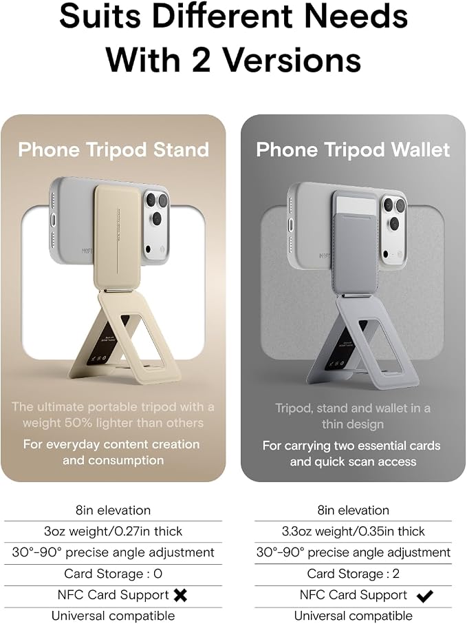 MOFT Phone Tripod Stand, Portable Selfie Stick for iPhone, Mulit-Angle | Pocket Size | Strong Magnets l MOVAS Leather | Magsafe Compatible | Easy to Charge | Stylish |For Content Creators - Image 2