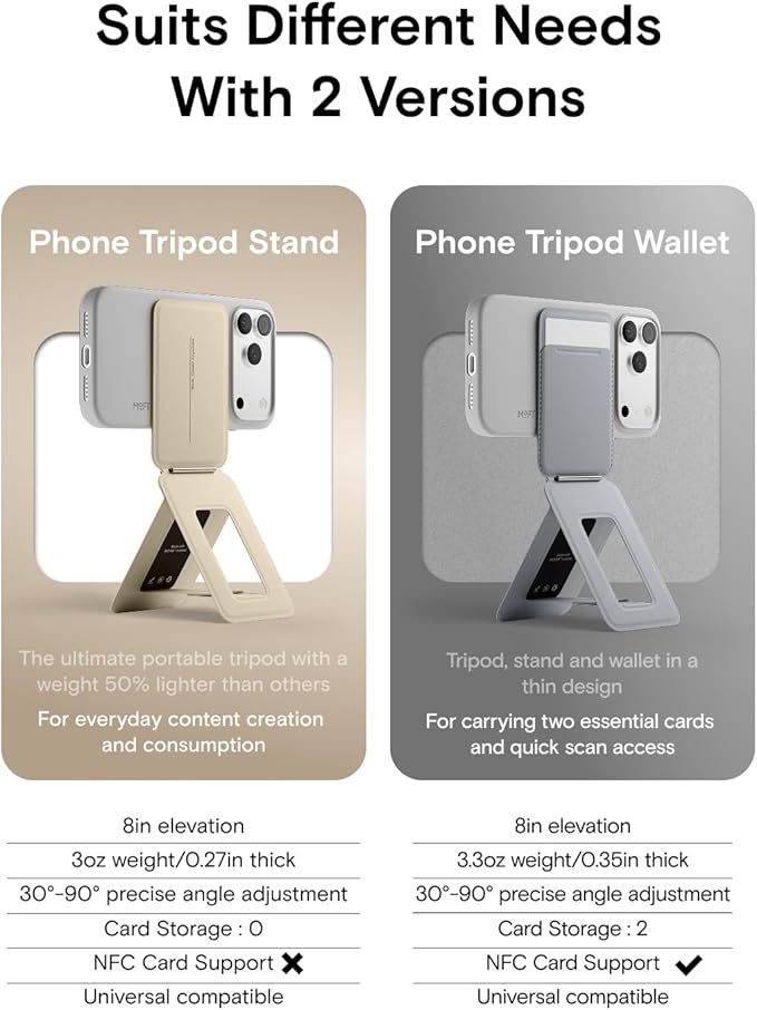 MOFT Phone Tripod Stand, Portable Selfie Stick for iPhone, Mulit-Angle | Pocket Size | Strong Magnets l MOVAS Leather | Magsafe Compatible | Easy to Charge | Stylish |For Content Creators - Image 2