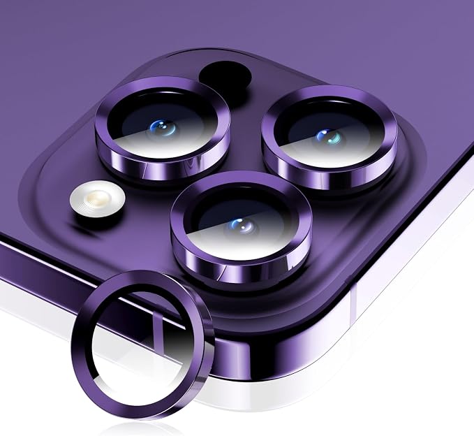 Camera Lens Protector for iPhone 14 Pro Max/14 Pro- Deep Purple | 9H Tempered Glass, Metal Individual Camera Cover, Accessories, Anti-drop, Case Friendly, HD Clear, Anti-Scratch by WumigooProducts