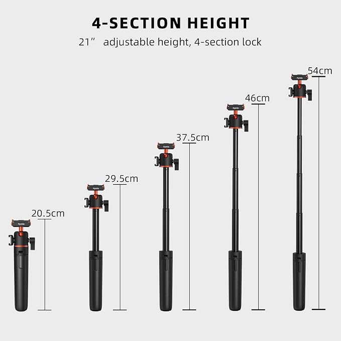 BRDRC Action 5 Pro Tripod Accessories, 21” Extension Rod Mini Table Desk Selfie Stick Portable Handle Grip Quick Release Stand with Cold Shoe for DJI Osmo Action 5 Pro 4 3 Camera - Image 5