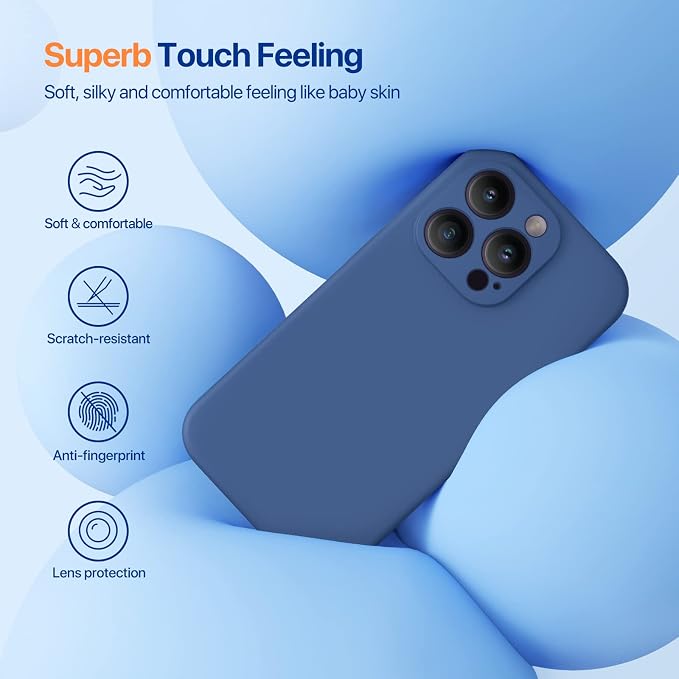 Miracase Silicone for iPhone 14 Pro Case, Glass Blue | Soft Anti-Scratch Microfiber Lining, Premium Silicone Cover Shockproof Drop Protection Phone Case for 14 Pro - Image 3