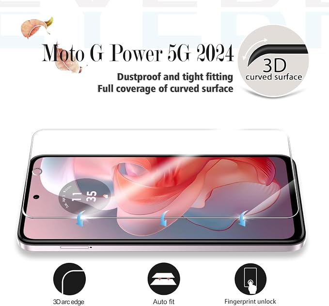 Moto G Power 5G-2024 HD Clear Tempered Glass Screen Protector + Camera Lens Protectors, [2+2 Pack] [Case Friendly] [Anti-Glare] [Bubble-Free] Screen Protector Glass For Moto G Power 5G-2024 - Image 3