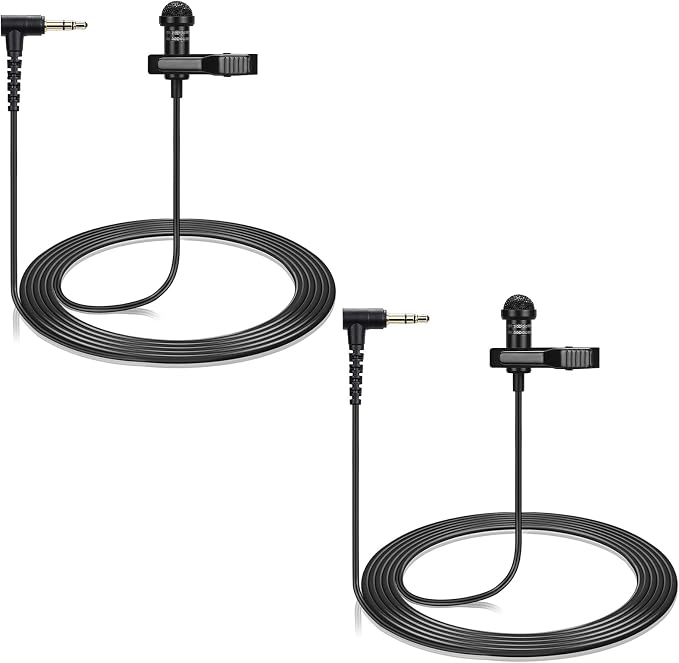 2-Pack Lavalier Microphone for DJI Mic 2 and Rode Wireless Go 2 Transmitter | 90 Degrees L-Shaped 3.5mm Omnidirectional Lapel Lav Mic for Vlog Interview by weishan