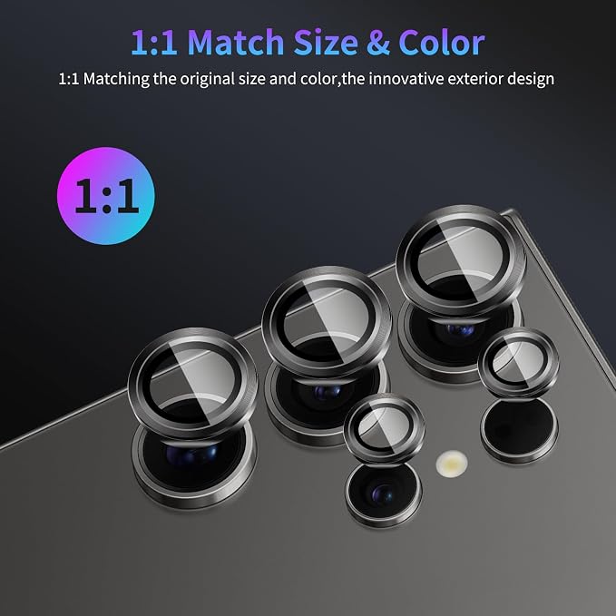 Camera Lens Protector for Samsung Galaxy S24 Ultra,1 Pack | Tempered Metal Glass Camera Cover Film,HD Clear,Anti-Scratch Lens Screen Protector Film,Case Friendly,Black Titanium - Image 5