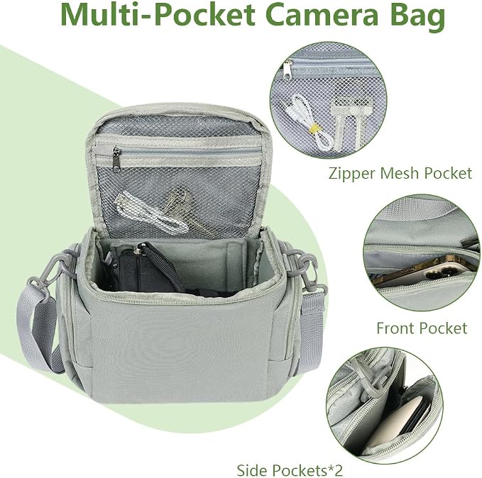 Ainiv DSLR Camera Bag, Large Waterproof Anti-Shock SLR Camera Case, Grey | Adjustable Shoulder Strap Camera Backpack, Portable Crossbody Single Shoulder Backpacks Compatible with Canon, Sony, Nikon - Image 3