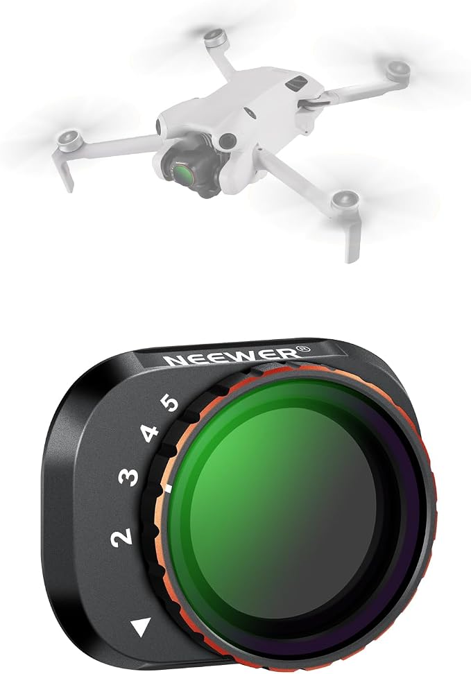 NEEWER Variable ND Filter Compatible with DJI Mini 4 Pro, ND2-32 1-5 Stops Snap On Multicoated HD Optical Glass Metal Slim Frame Drone Camera Lens Accessories for Aerial Photography Video Recording by Neewer