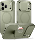 SURITCH for iPhone 17 Pro Max Case with Camera Control Cover, Camera Cover and Adjustable Kickstand, Compatible with MagSafe, Shockproof Bumper Protective Cases 6.9 Inch, Green by SURITCH