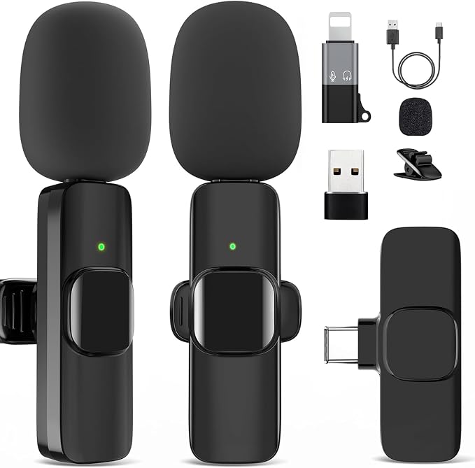 Wireless Microphone for iPhone 15 16，iPad, Android, Lavalier Microphone for Video Recording, Noise Reduction, Clip on Mini Mic for Tiktok, YouTube, Vlog, Podcast, ASMR by GOGARA
