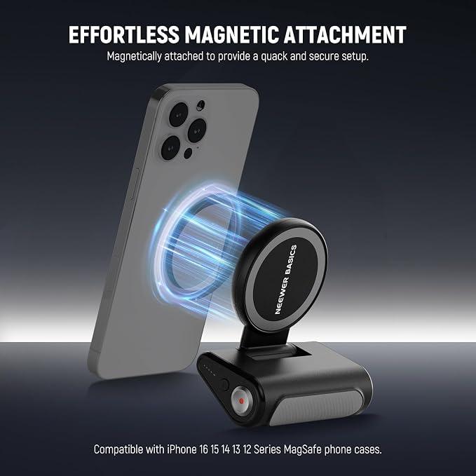 NEEWER Basics Magnetic Phone Camera Grip Handle with Shutter Remote Compatible with MagSafe iPhone ONLY, 18W Magnetic Charging, 5000mAh Rechargeable for Vlog Selfie Tripod Video Recording, WS-25001 - Image 3