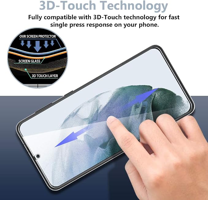 TOCOL 6 Pack Compatible with Samsung Galaxy S21 5G 6.2 inch - 3 Pack Tempered Glass Screen Protector and 3 Pack Camera Lens Protector with [Installation Frame] HD Clear Bubble Free Case Friendly - Image 3