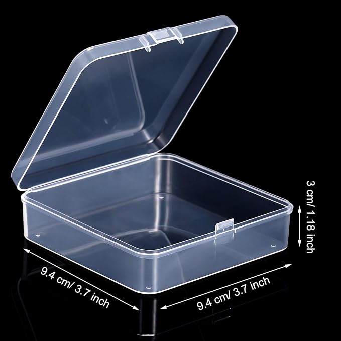 SATINIOR 12 Pack Beads Organizer Box Clear Plastic Beads Storage Containers Box with Hinged Lid for Bracelet Making DIY Jewelry Craft Nail (3.70 x 3.70 x 1.18 Inch) - Image 2