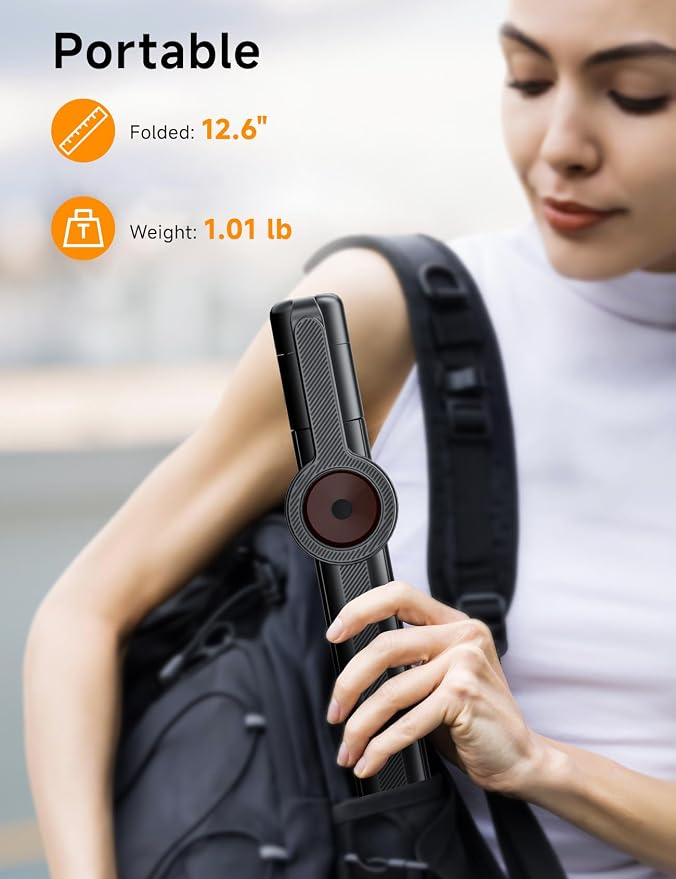 ANXRE 71" Magnetic Phone Tripod with Universal Clamp,N Mag3 Selfie Stick | Extra Tall, Rechargeable Remote, Comapct Phone Stand for Travel Vlogging Filming, Compatible with iPhone/Samsung/Android - Image 8