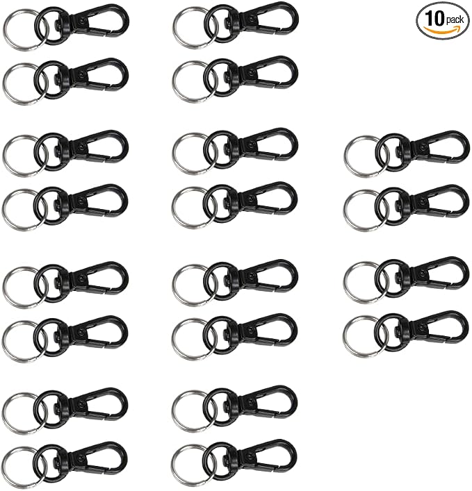 Foto&Tech Small Quick Release Adapter Clip for Camera with Round Lugs for Camera Strap, 33lb Breaking Force (10 Set, Black) by FOTO%26TECH