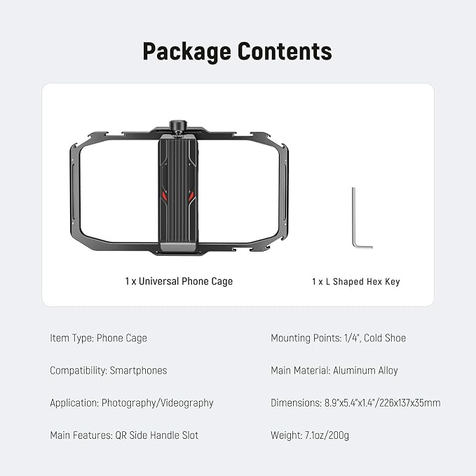 NEEWER Universal Phone Cage, Smartphone Video Rig with Quick Release Mounts Cold Shoes for Videomaker Filmmaking TikTok Vlogging Phone Video Stabilizer Holder Compatible with iPhone Samsung, PA039 - Image 7