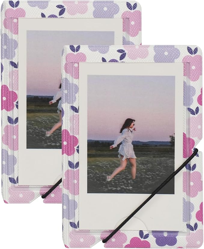 2x3 Instax Mini Photo Album, 28 Pockets. Flat Flowers, 2PK | Portable Wallet Size Album Stores 2x3 inch Instant Photos. Fits Polaroid, Instax Mini, Kodak Mini Prints and Zink. by GoldbarleyDesign