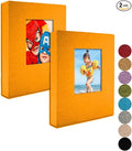 GPIRAL Small Photo Album 4x6 – Clear Pages, Linen Cover with Front Window, Pack of 2, Each Album Holds 52 Photos, Small Brag Book for 4x6 Photos, Orange by GPIRAL