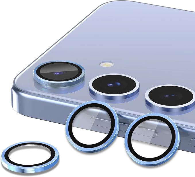 for Samsung Galaxy S25 Camera Lens Protector, Individual Metal Ring Tempered Glass Lens Cover, [Strong Adsorption] Scratch Resistant Ultra-Thin HD Clear Lens Cover, 1 Set-Blue - Image 2