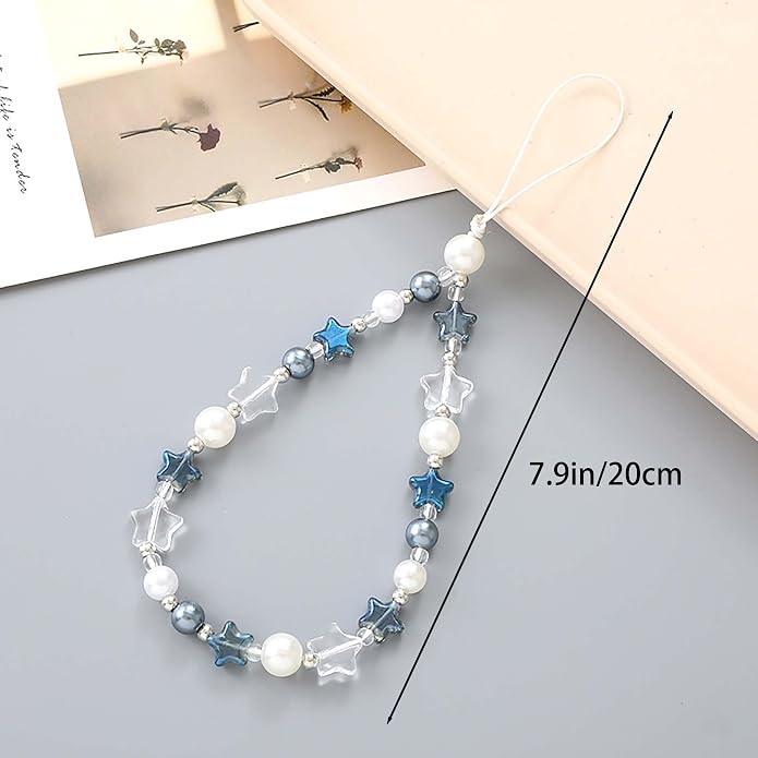 Beaded Phone Charm Lanyard Strap Girly Style Fixed Beads Pearl Lanyards - Image 3